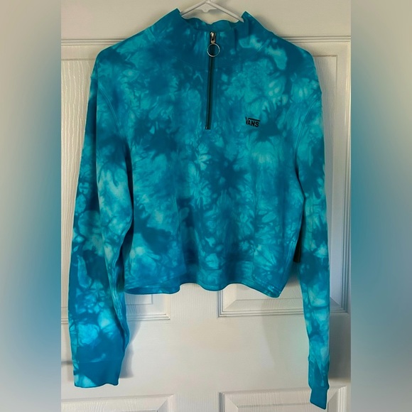 Vans | Cropped Quarter Zip Sweatshirt | Enamel Blue - Picture 4 of 9